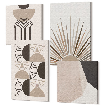 Sada obrazů kvadryptych Abstraktní tvary v odstínech béžové a hnědé