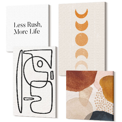 Sada 4 obrazů Abstraktní tvary a barvy módní dekorace