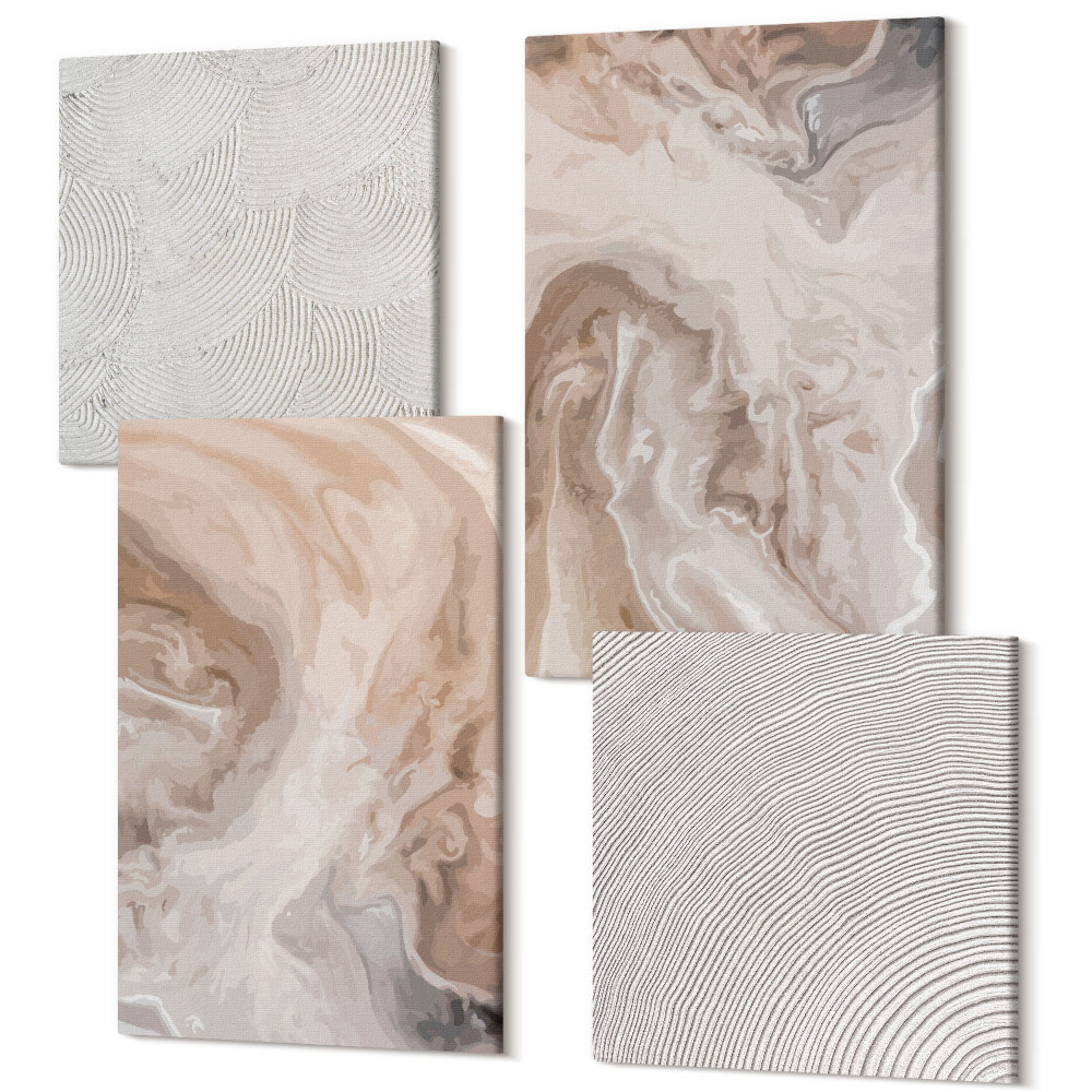 Sada obrazů na zeď kvadryptych Mramorové abstraktní vzory kamenné textury