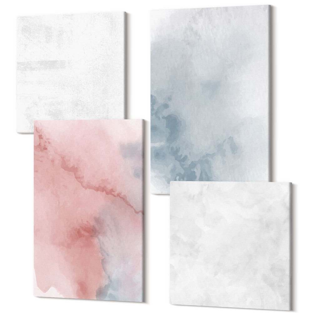 Sada obrazů kvadryptych Pastelové akvarely na plátně barevné textury