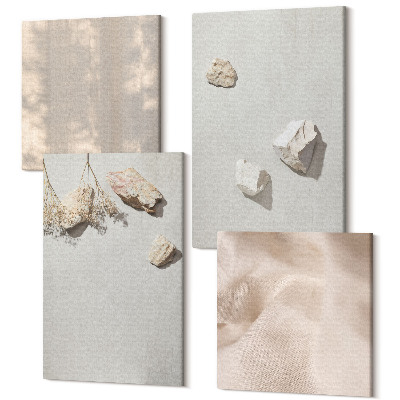Sada 4 obrazů Boho beach stones minimalistické dekorace