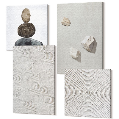 Sada 4 obrazů Písek, kameny a moderní barvy textur