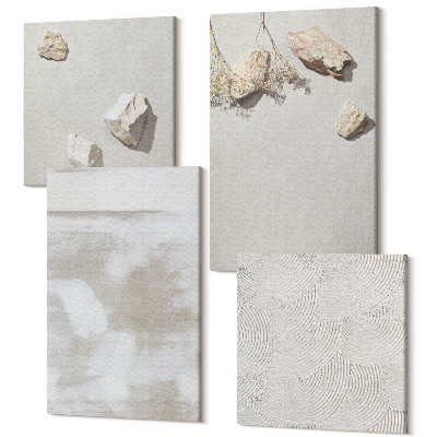 Sada obrazů kvadryptych Písek, kameny a opotřebované textury boho styl