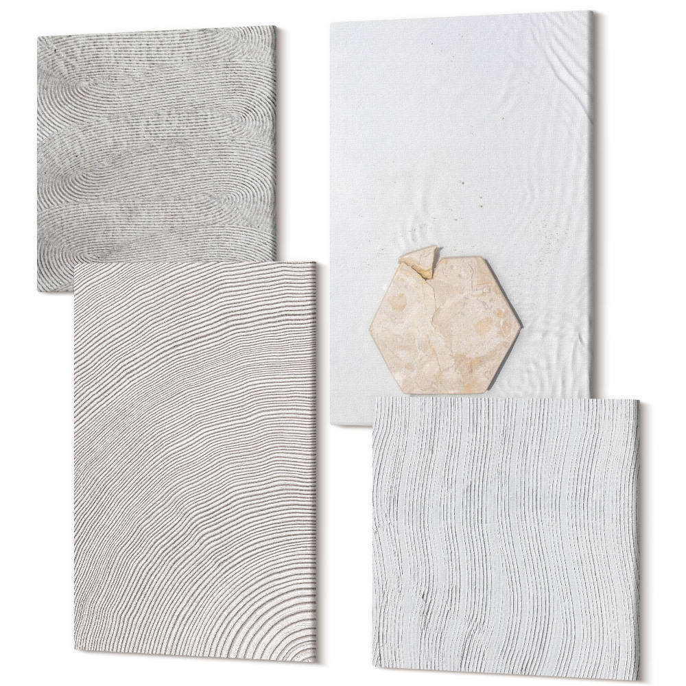 Sada 4 obrazů Lehké textury na písku, jemný boho styl