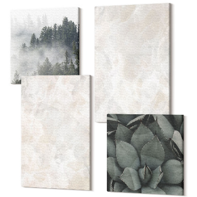 Sada 4 obrazů Kamenné pastelové struktury z bílého mramoru