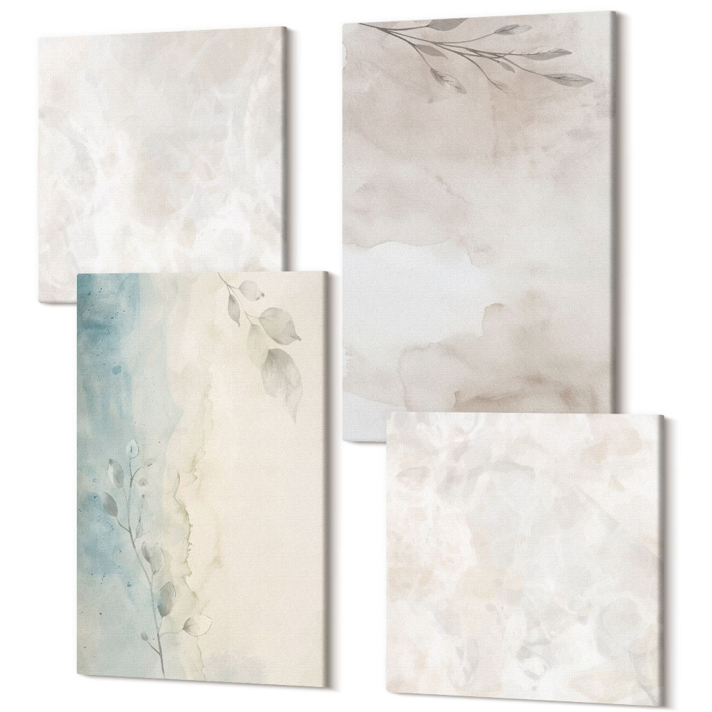 Sada obrazů kvadryptych Jemná akvarelová malířská textura