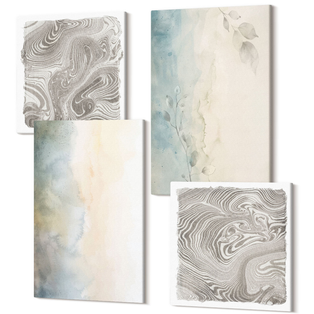 Sada obrazů na zeď kvadryptych Jemné kartony akvarelových barev