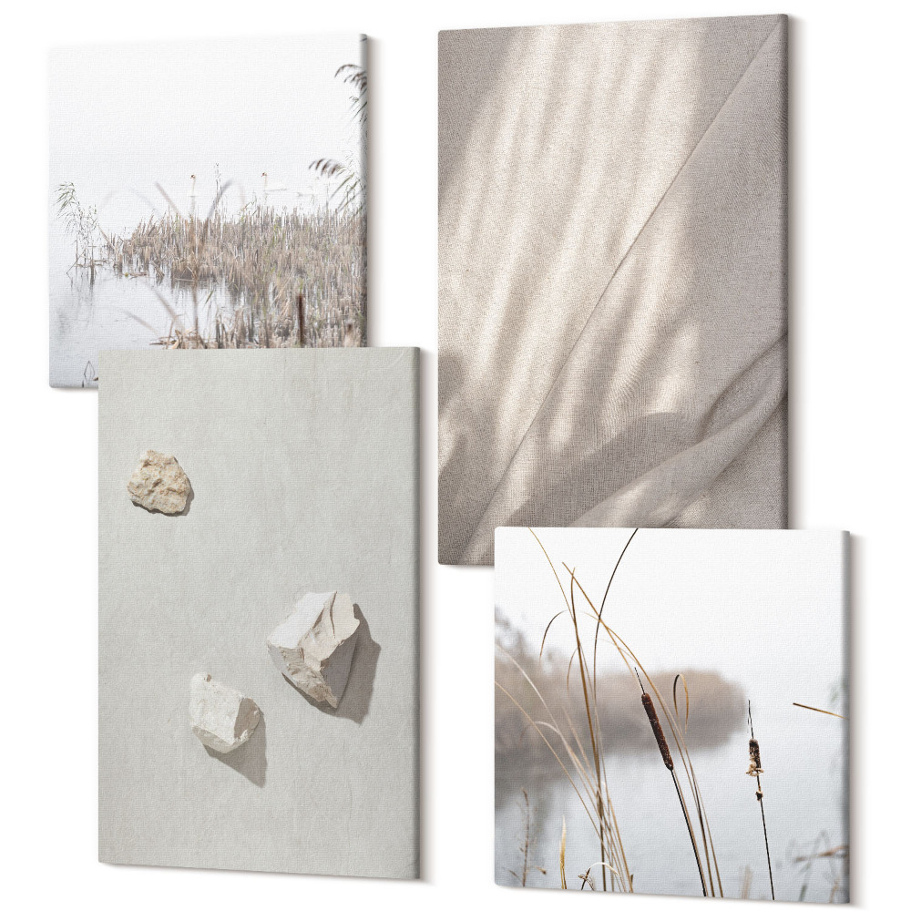 Sada obrazů kvadryptych Detailní záběry na moderní struktury ve stylu boho