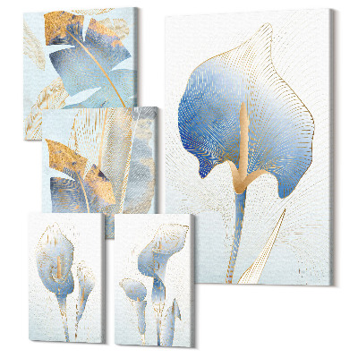 Sada 5 obrazů Stylové květiny v jemných odstínech přírody