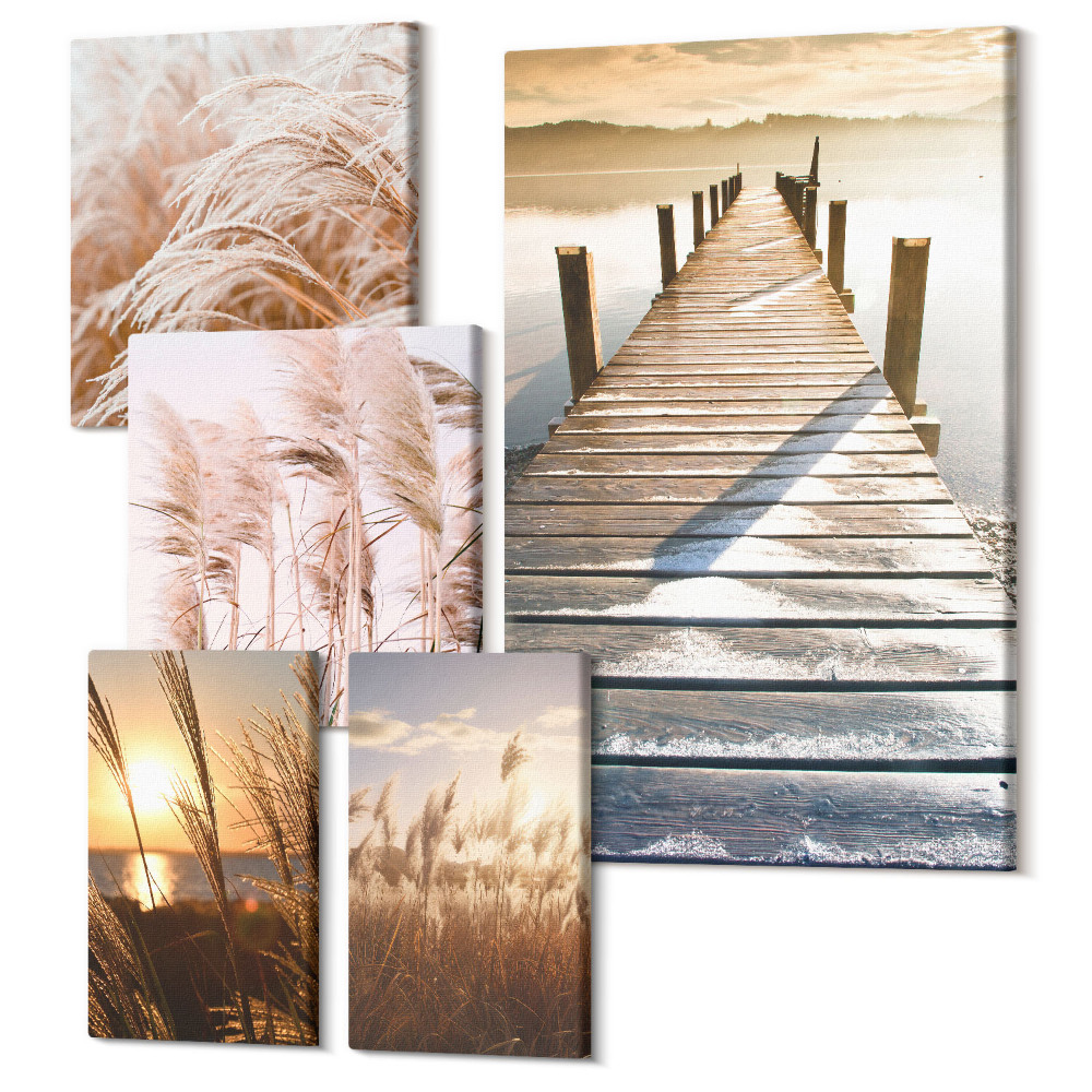 Sada 5 obrazů Klidné výhledy na přírodu a vodní scenérie