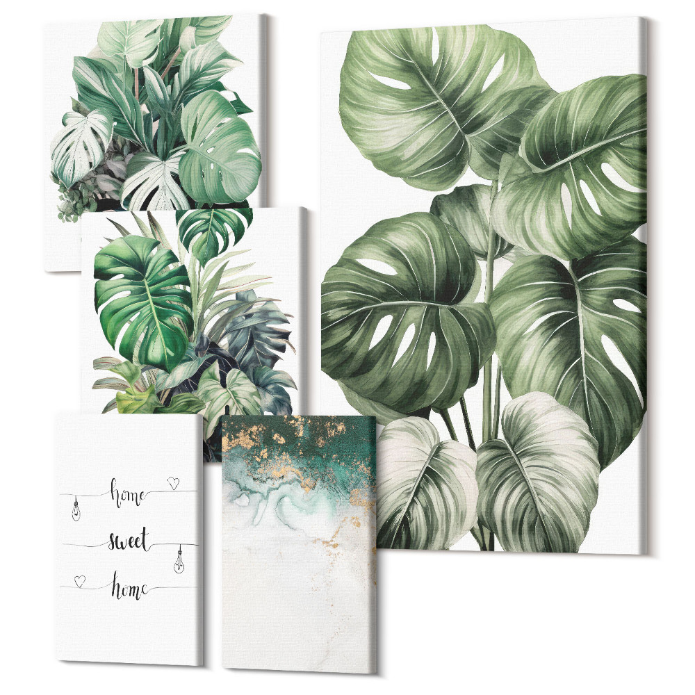 Sada obrazů pentaptych Rostlinné inspirace v moderním a minimalistickém stylu