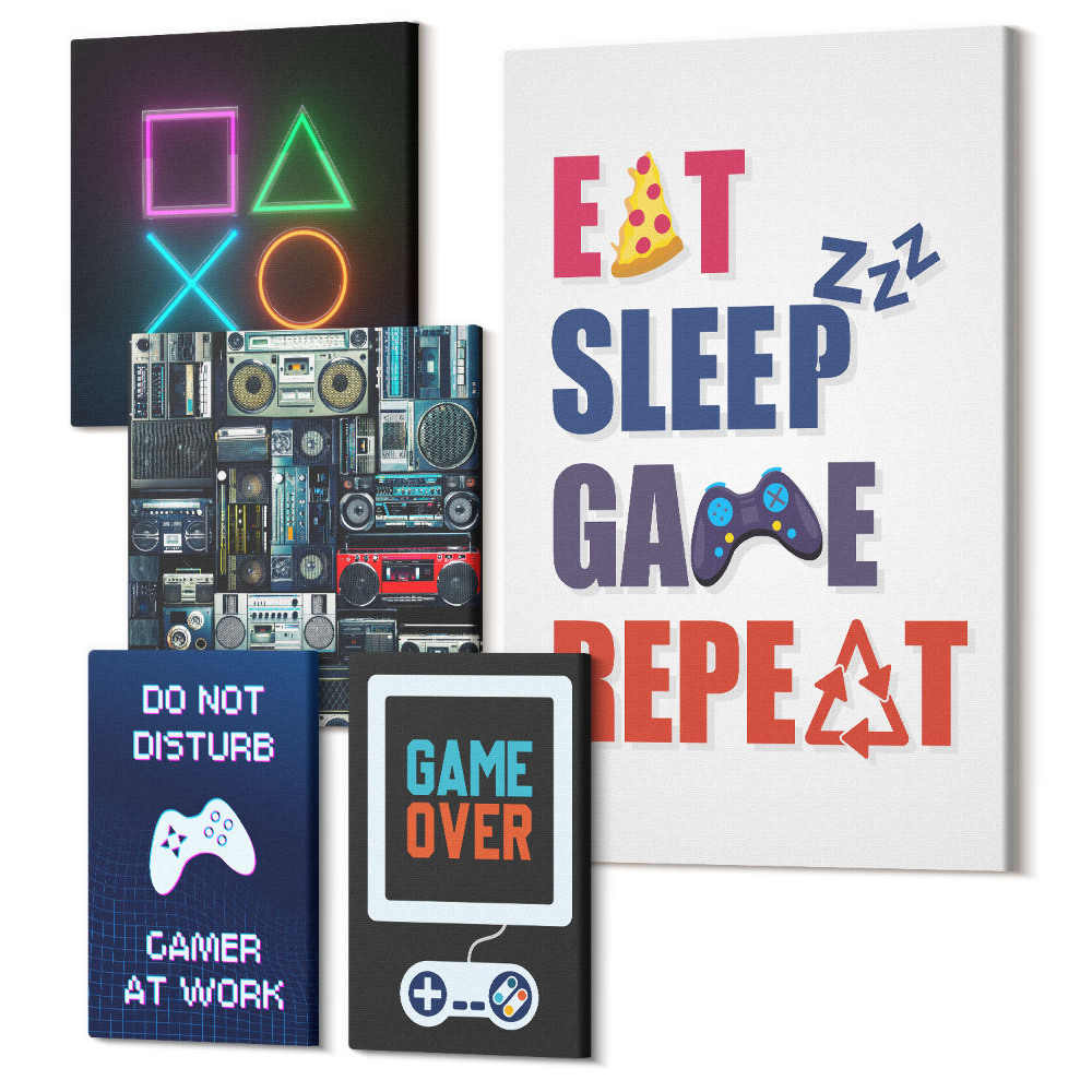 Sada obrazů pentaptych Stylové dekorace pro milovníky videoher