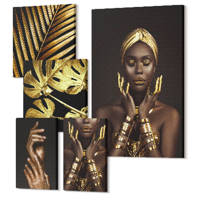 Sada 5 obrazů Portréty žen ve stylu glamour s prvky přírody