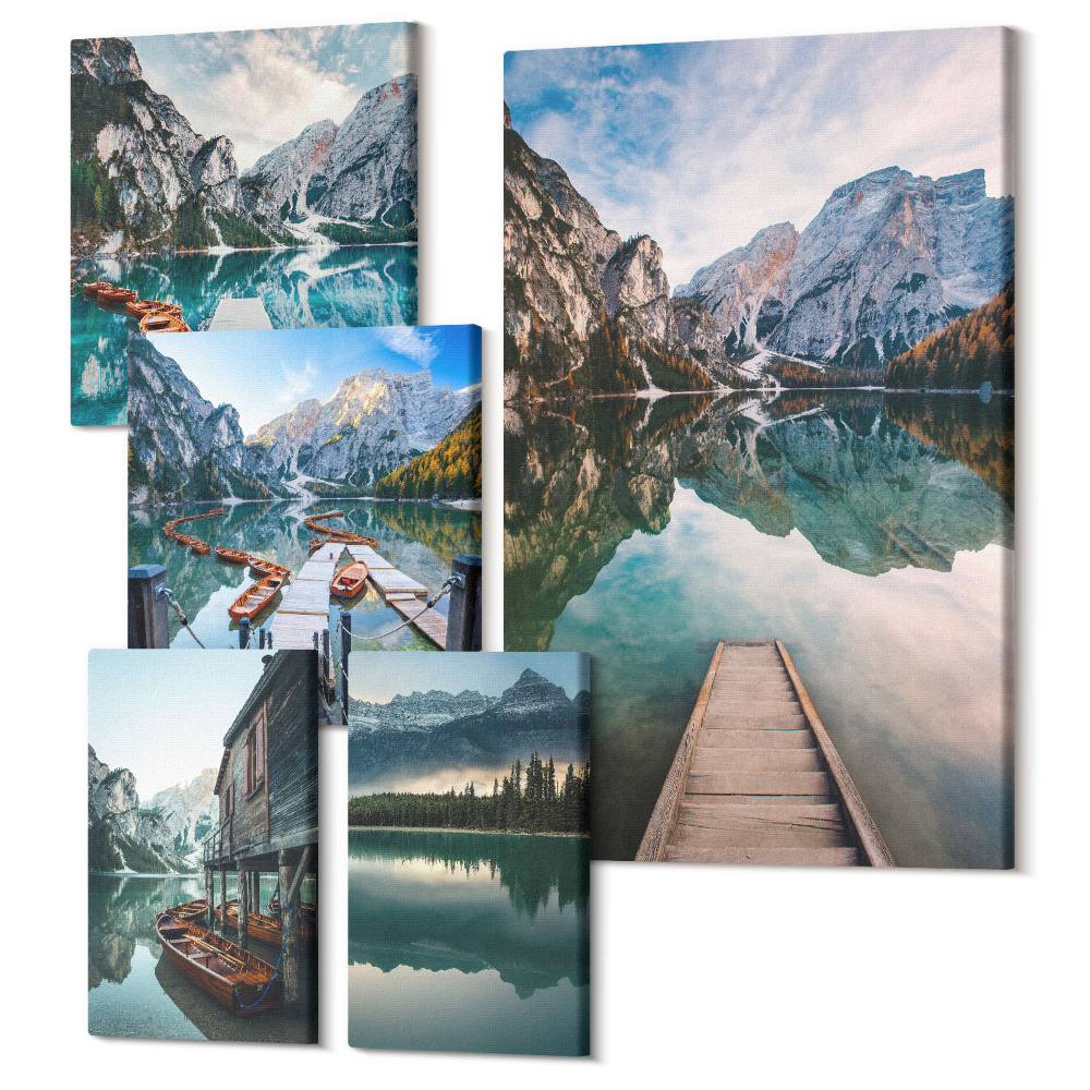 Sada 5 obrazů Horská jezera a malebné výhledy do přírody