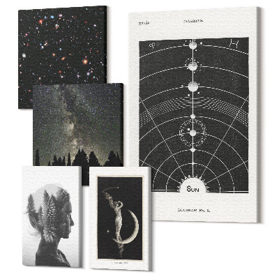 Sada obrazů pentaptych Kosmické inspirace galaxií a tajemství vesmíru