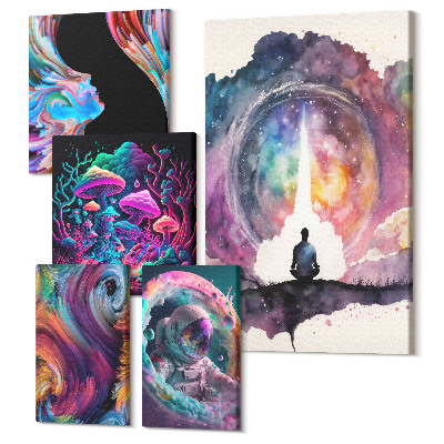 Sada 5 obrazů Kosmické inspirace v barevné estetice surrealismu