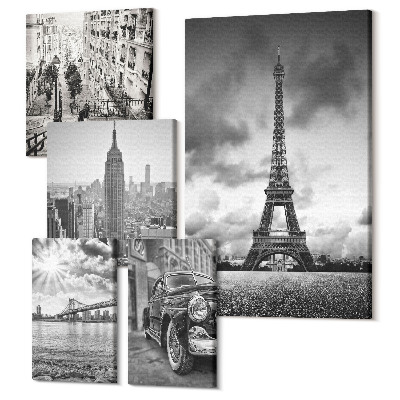 Sada 5 obrazů Městské krajiny se světovými architektonickými ikonami