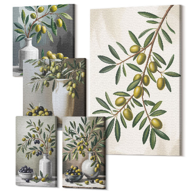 Sada obrazů na zeď pentaptych Rustikální olivové akcenty do interiéru