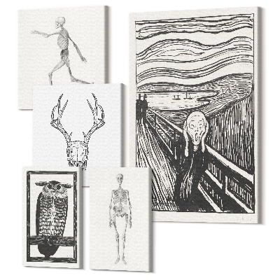 Sada obrazů pentaptych Surrealistické umění s motivy přírody a člověka