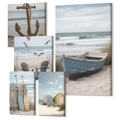 Sada obrazů pentaptych Přímořská atmosféra, relax u moře a pláže