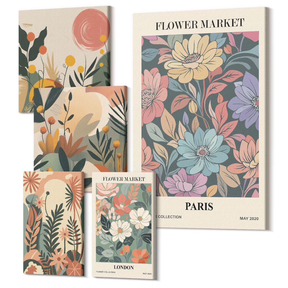 Sada 5 obrazů Květinové motivy z pařížského a londýnského trhu