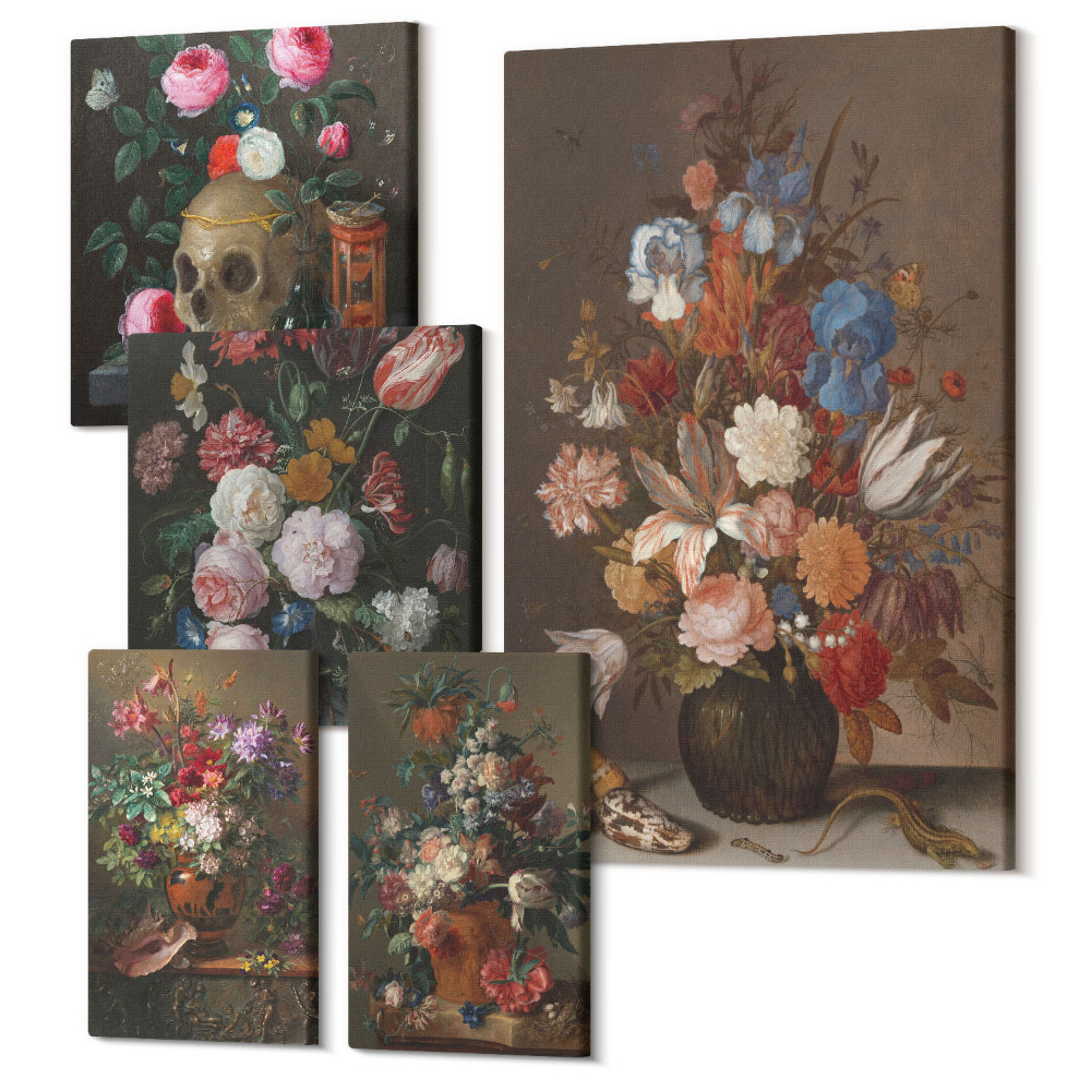 Sada 5 obrazů Klasický styl květinové kompozice se zátiším