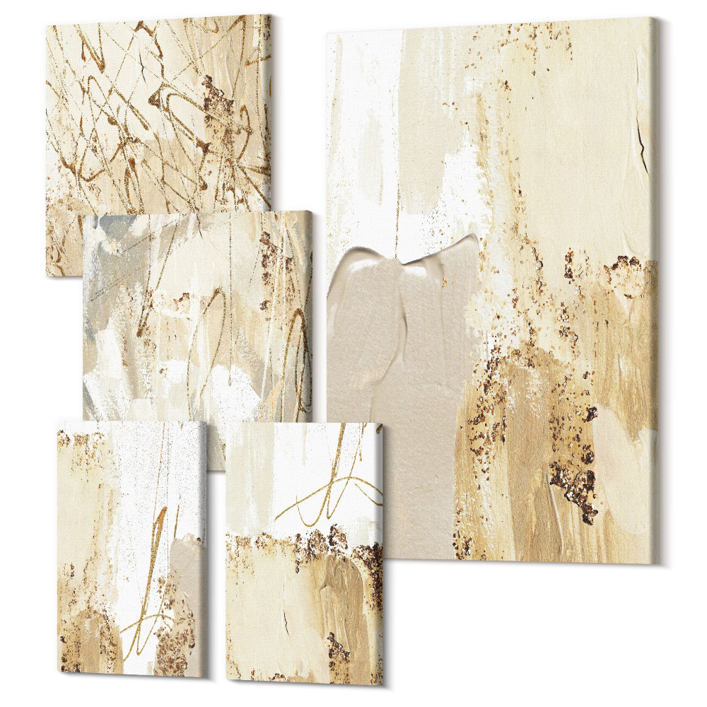 Sada obrazů pentaptych Abstraktní kompozice v moderním stylu s texturou