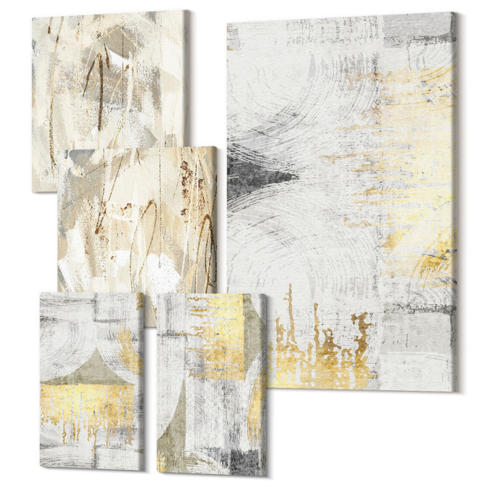 Sada 5 obrazů Stylové abstraktní kompozice s geometrickými vzory