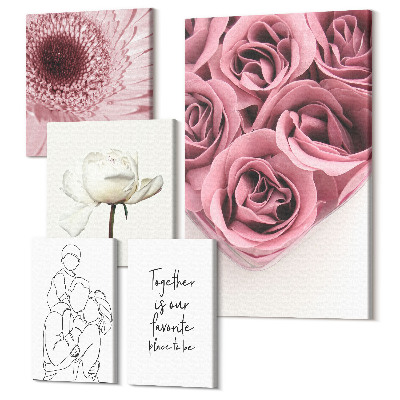 Sada obrazů pentaptych Květinové inspirace v romantickém boho stylu