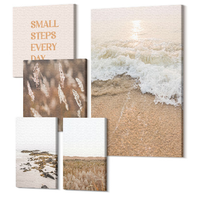 Sada 5 obrazů Přímořské krajiny s inspirativními citáty o životě