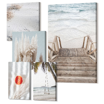 Sada obrazů pentaptych Plážové inspirace s výhledy na moře a přírodu