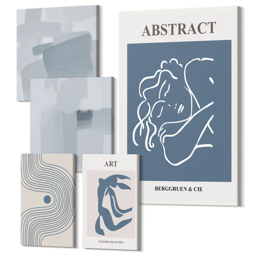 Sada obrazů pentaptych Stylové abstrakce a minimalistické umělecké kompozice