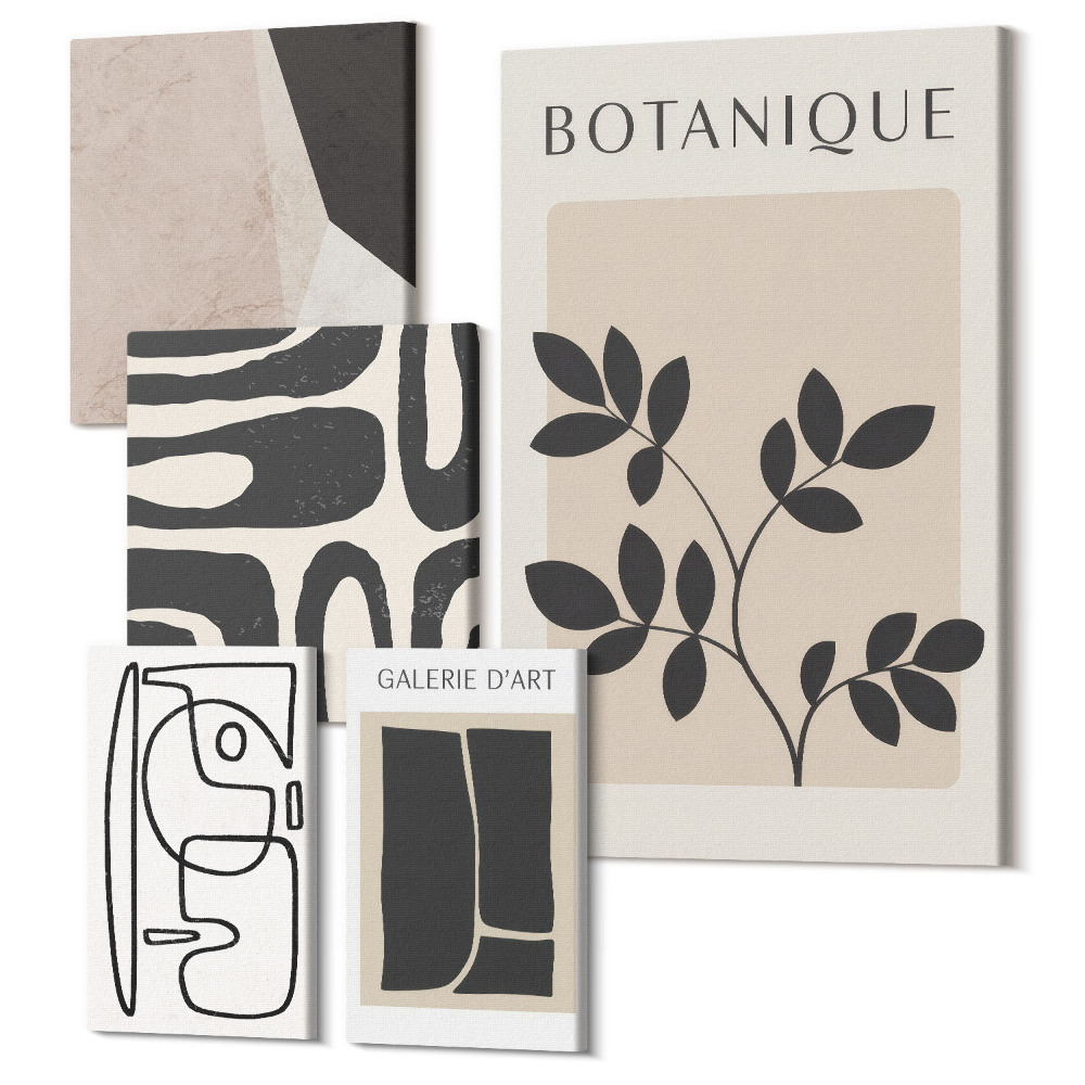 Sada 5 obrazů Stylová grafika v minimalistickém designu s nádechem přírody
