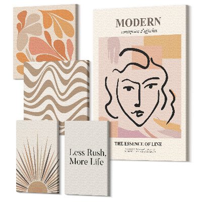 Sada obrazů pentaptych Moderní styl s abstraktními motivy a liniemi