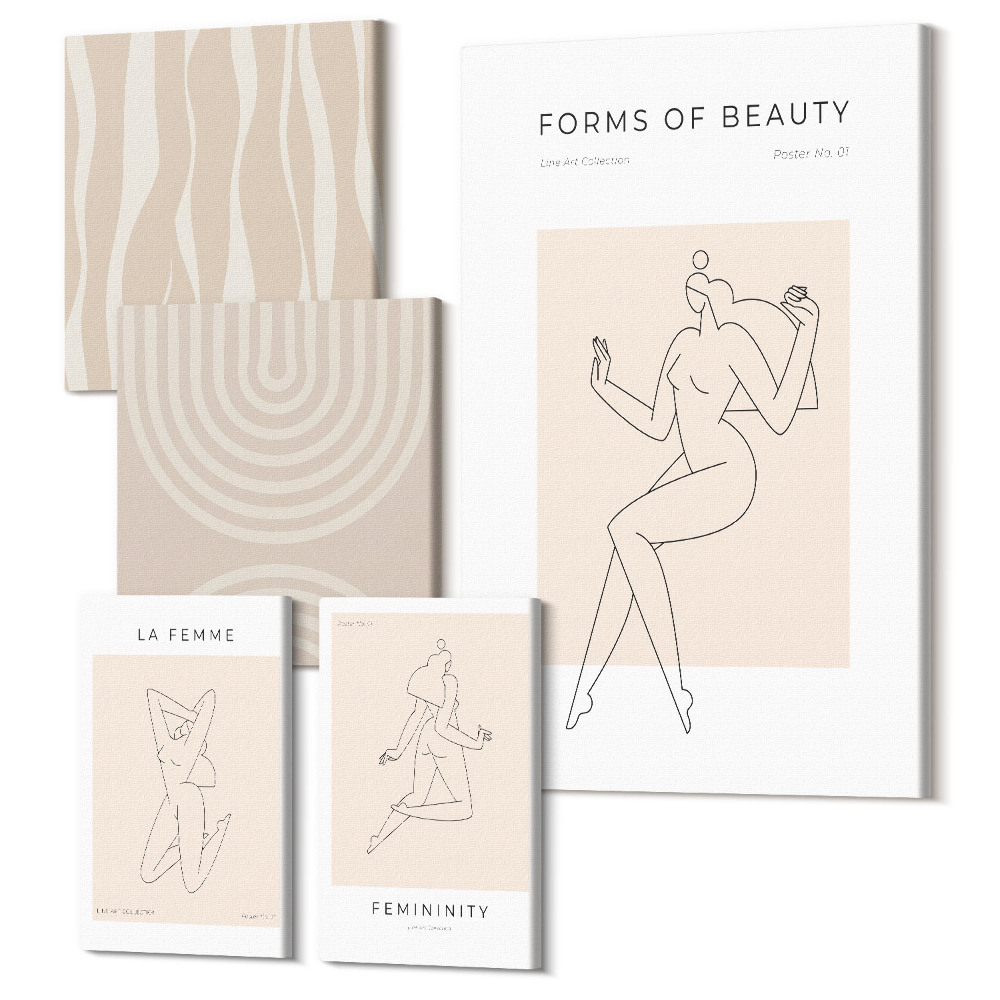 Sada 5 obrazů Minimalistické formy krásy v moderním stylu