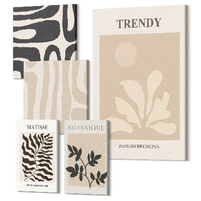 Sada 5 obrazů Stylové rostlinné motivy a geometrické dekorativní formy