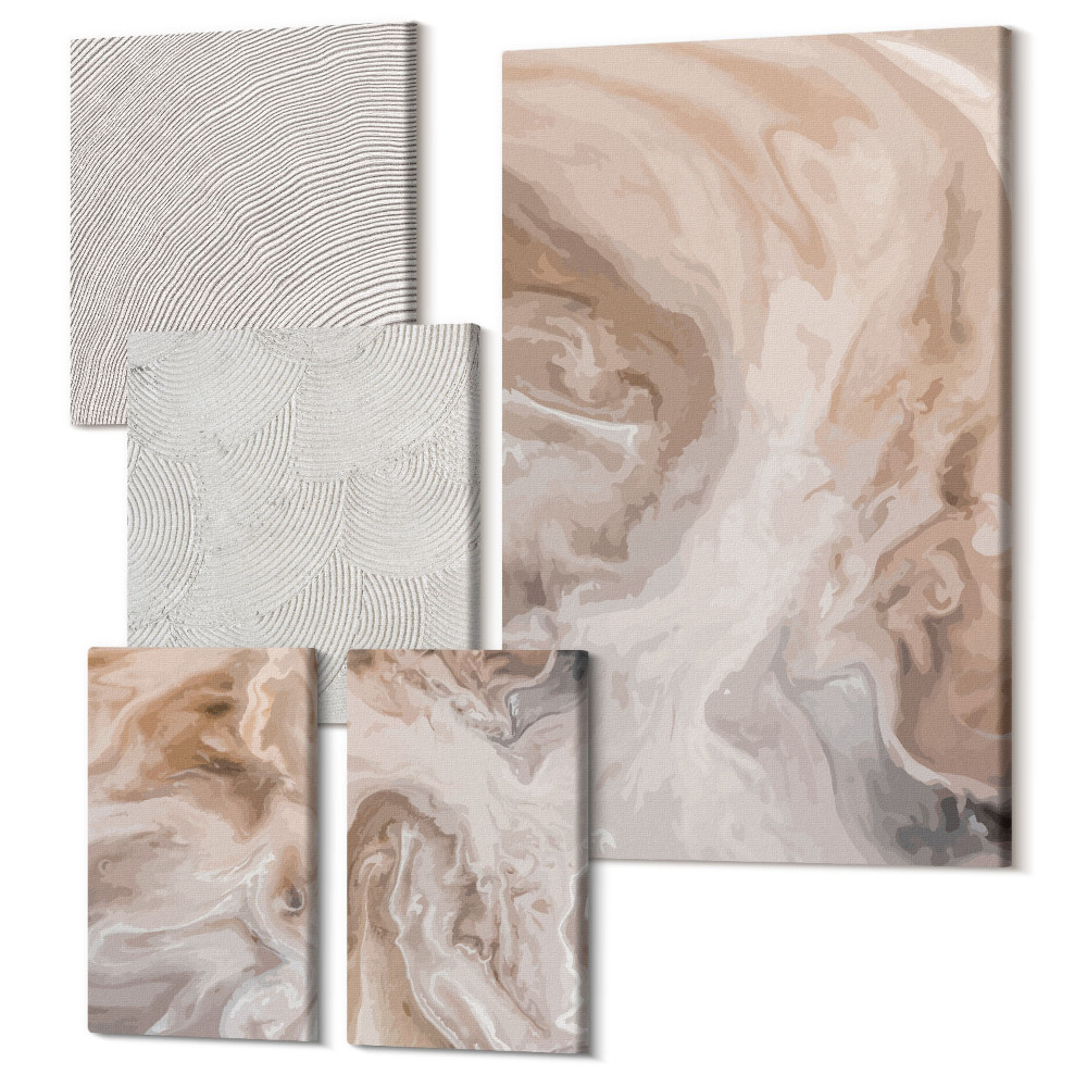 Sada obrazů na zeď pentaptych Mramorové abstraktní vzory kamenné textury
