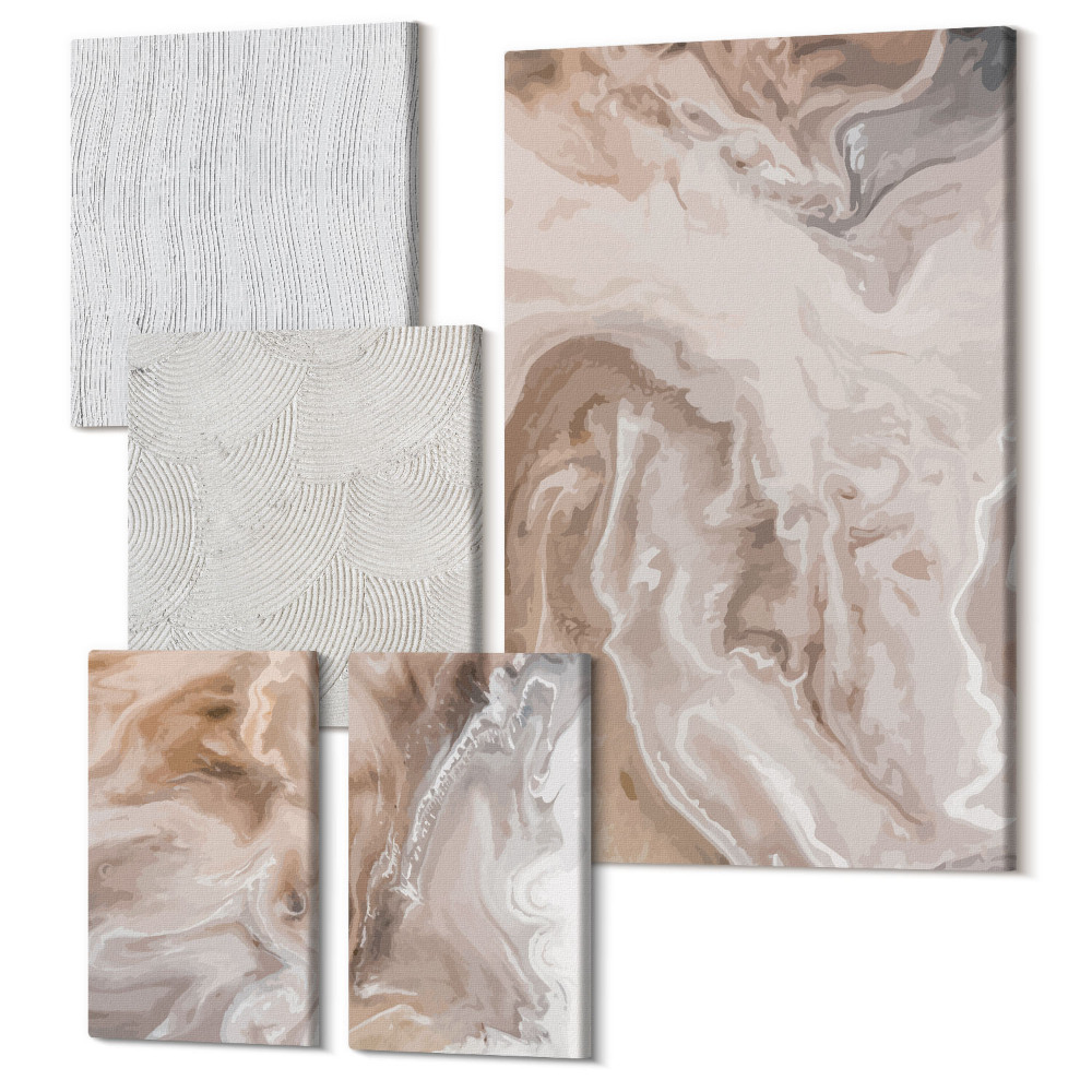 Sada 5 obrazů Kamenné textury abstraktní mramorové vzory