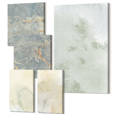 Sada obrazů pentaptych Pastelové akvarely na texturách malby na plátně