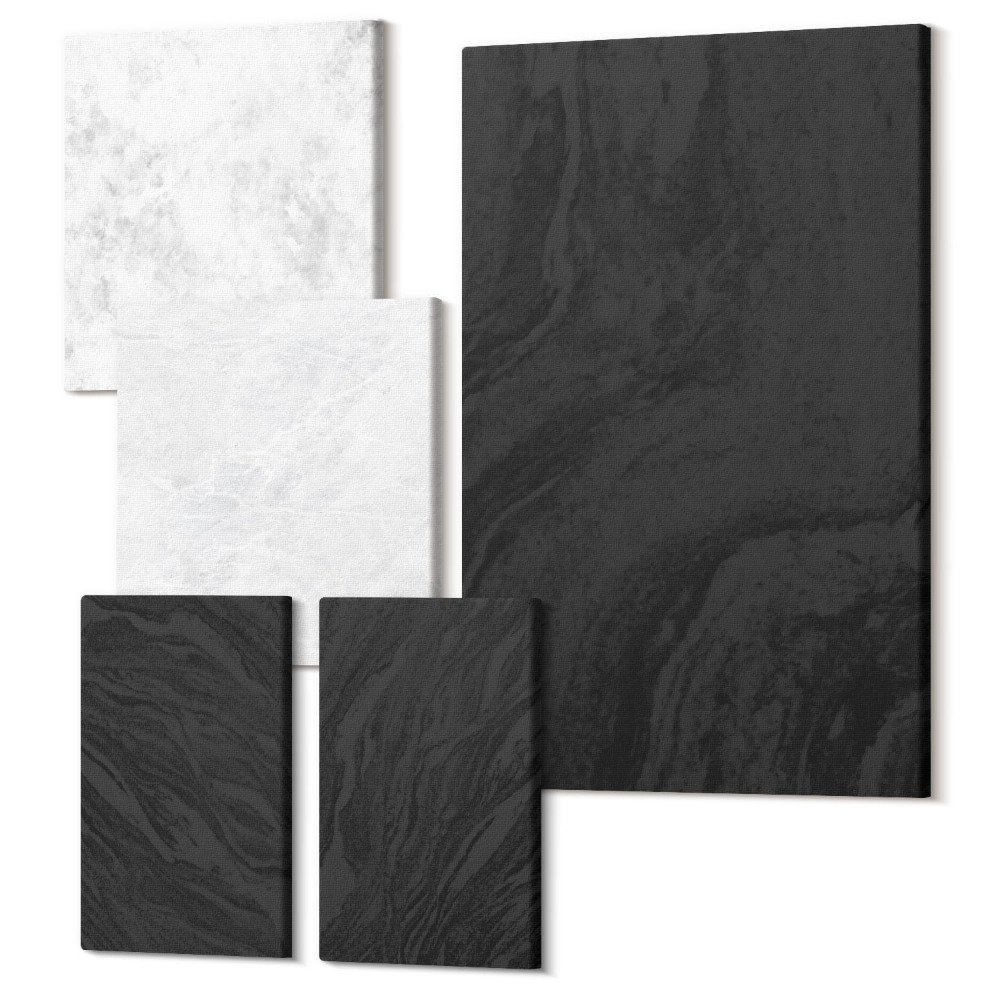Sada obrazů na zeď pentaptych Tmavé a světlé mramorové elegantní textury v okouzlujícím stylu