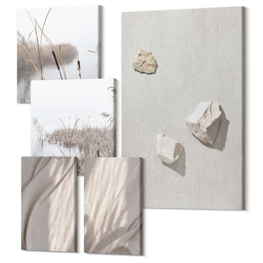 Sada obrazů pentaptych Detailní záběry na moderní struktury ve stylu boho