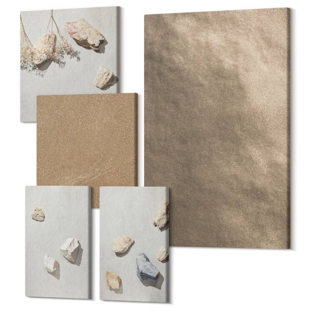 Sada obrazů pentaptych Plážové kameny přírodní struktury