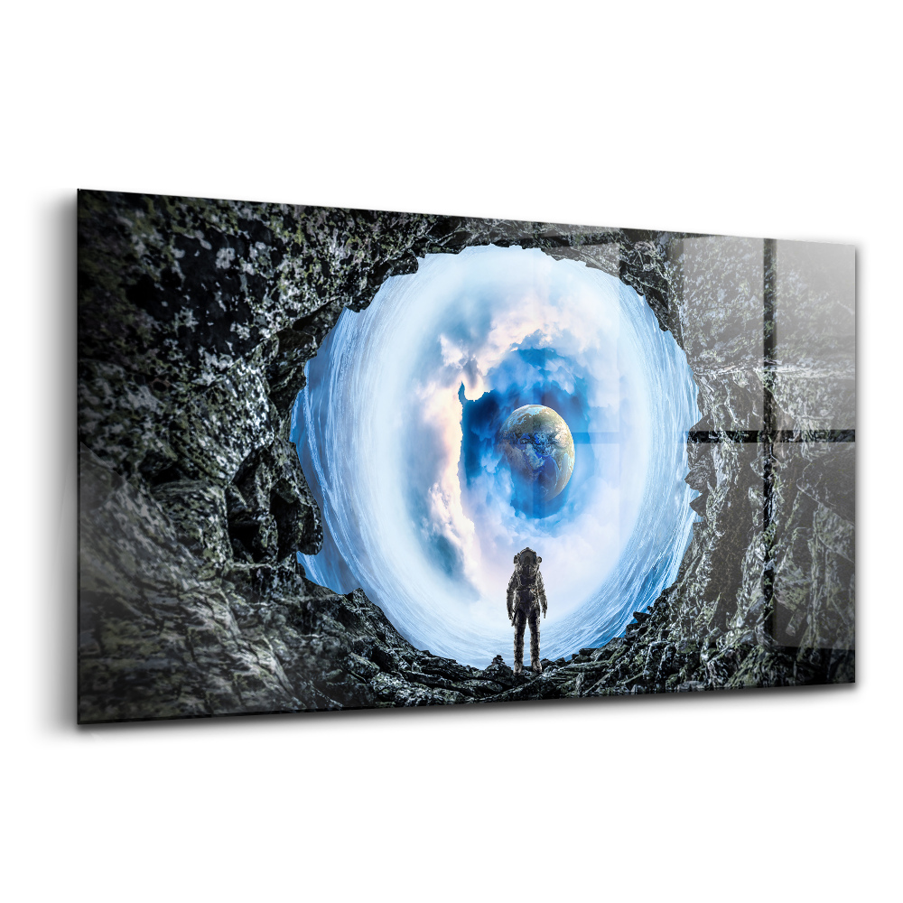 Obraz ze skla Vesmírná díra a astronaut