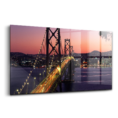 Obraz na skle Sanfranciský most při západu slunce