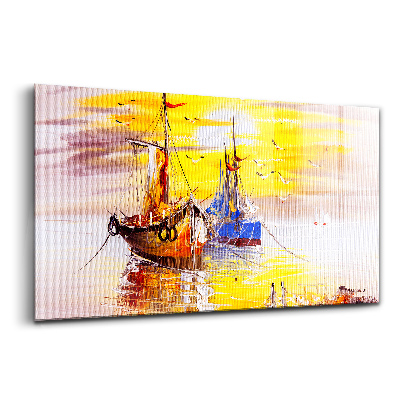 Skleněný obraz na zeď Malované lodě