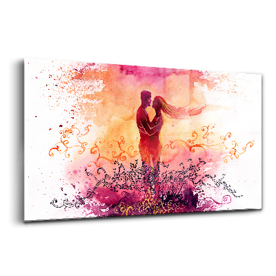 Skleněný obraz na stěnu Pár při západu slunce