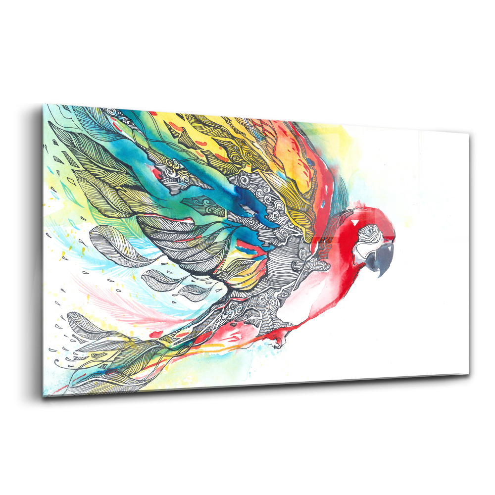 Luxusní skleněný obraz Barevný papoušek v letu