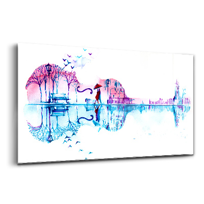 Skleněný obraz na zeď Jezero v parku Cello