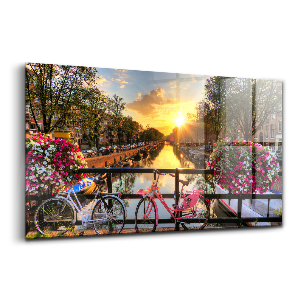 Obraz na skle Východ slunce nad Amsterdamem