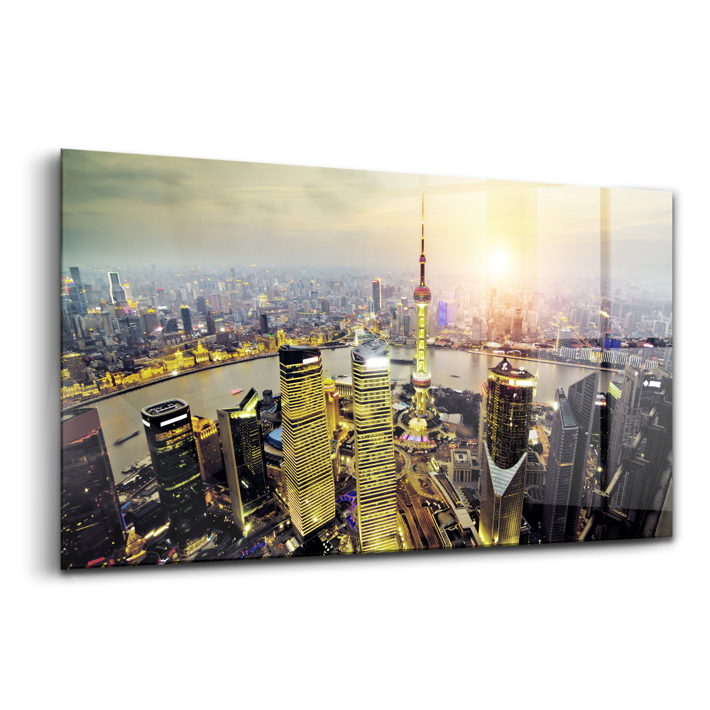 Luxusní skleněný obraz Šanghaj v noci